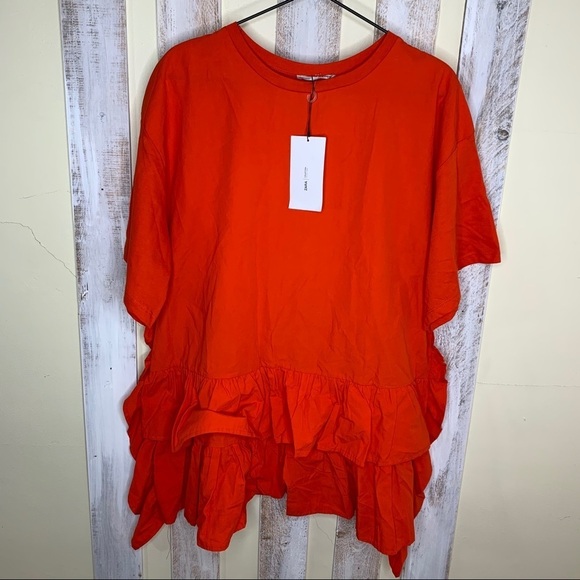 ZARA WB Ruffle T Shirt Dress Blogger Favorite - Picture 2 of 7
